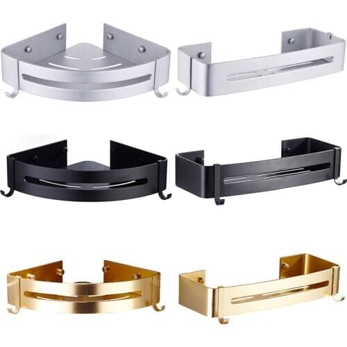 1pc Space Aluminum Bathroom Shelf Shower Shampoo Soap Cosmetic Shelves Black/Golden/Silver Bathroom Accessories Rack Holder