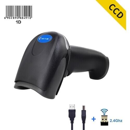 NETUM 1D CCD Wired Barcode Scanner and 2.4G Wireless Barcode Reader Wireless Transfer Distance 100 Meters For POS and Inventory