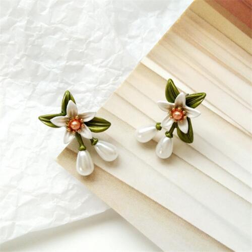 Delicate adorn article new pearl earring orange flower woman geometric earrings contracted fashion girls party earrings