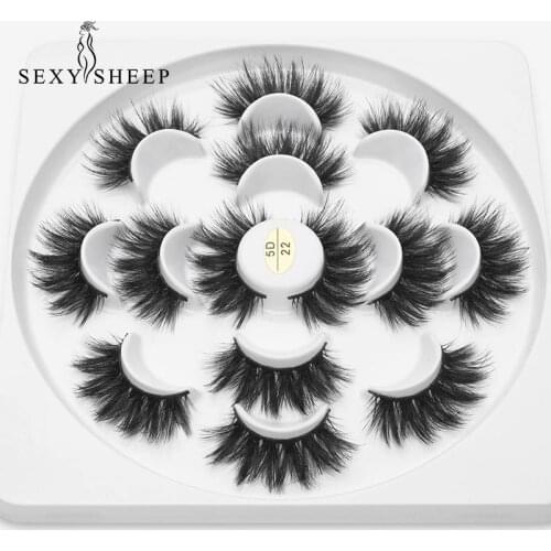 SEXYSHEEP 7 pairs of 3D mink eyelashes 25mm natural long false eyelashes volume false eyelashes makeup eyelash extension