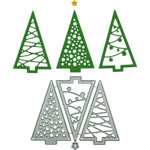 Christmas Tree Pattern Metal Cutting Dies Scrapbooking For Handmade Invitation Card Decorating Clip Art Craft Paper Cutter Mold