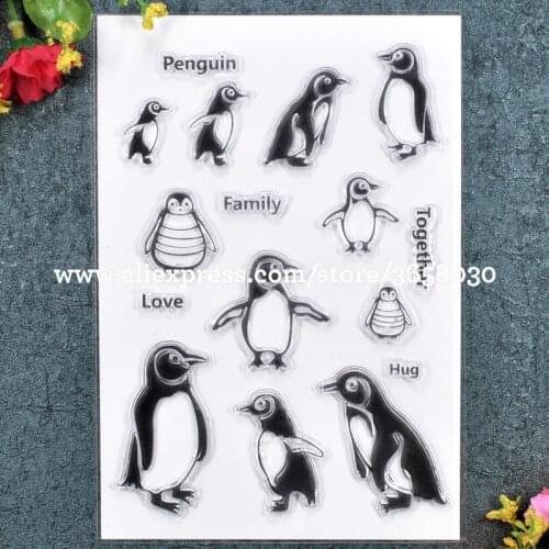 Penguin Family Together Scrapbook DIY photo cards rubber stamp clear stamp transparent stamp 11x16cm 8072381