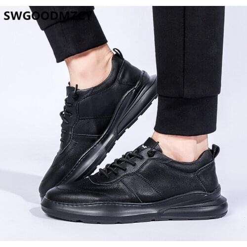 Black Sneakers Leather Shoes Men Luxury Sneakers Men Designer Shoes Mens Casual Shoes Hot Sale Zapatos De Cuero Para Hombre
