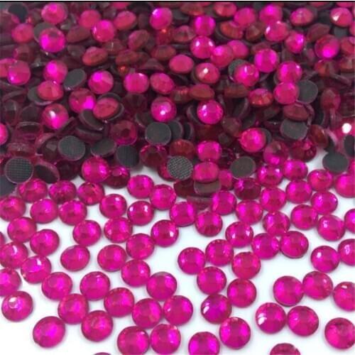 SS6 SS10 SS16 1440PCS Hot Pink Color DMC Crystal Rhinestones DIY Loose Glue HotFix Crystal Rhinestone for Garment Decoration