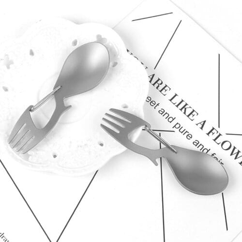 Titanium Camping Tableware Fork Spoon Bottle Opener Outdoor Picnic Hang Buckle