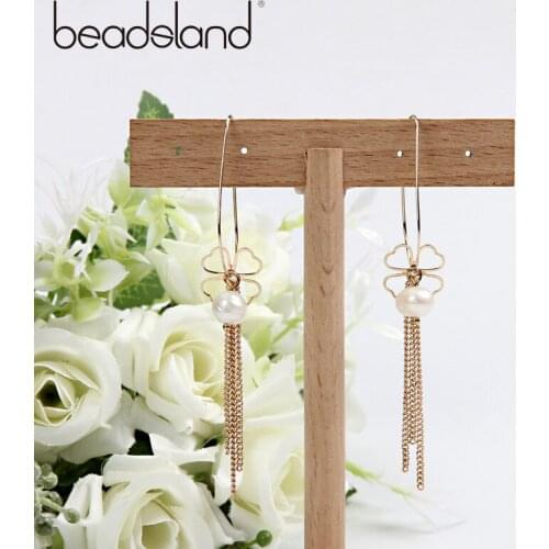 Beadsland Drop Earrings Long Tassel Metal Clover Beads Pendant Fashion Hyperbole Design Women Girls Dancing Party Gift 38708