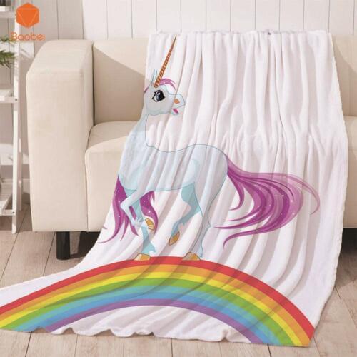 Nap blanket Super Soft Unicorn Horse Rainbow Velvet Plush Throw Blanket Art Children blanket Throw Travel Beach Towel Printed