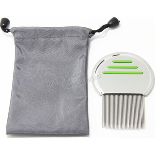 Green Get down to Nitty gritty Lice Comb Nit Free Kids Hair Rid Headlice stainless steel Metal Teeth remove nit brush with bag