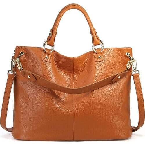 Female Bags Genuine Leather Handbags Designer Casual Tote Large Capacity Brown Shoulder Messenger Women Bag Gray Bolsa Feminina