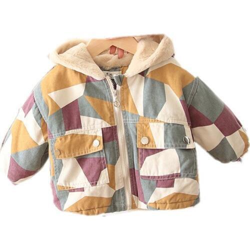 Winter Camouflage Girls Boys Jacket Full Print Lovely Warm Cotton Coat For Baby Children Hooded Thick Outerwear Kids Clothing