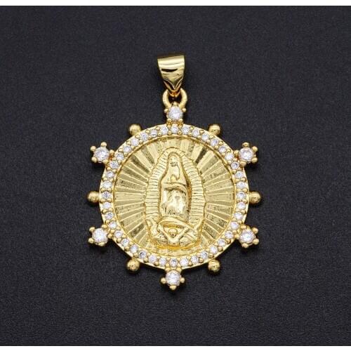 22x31mm CZ Zircon DIY Jewelry Virgin Mary Charm Pendant Wholesale Religious Necklace Making Charms