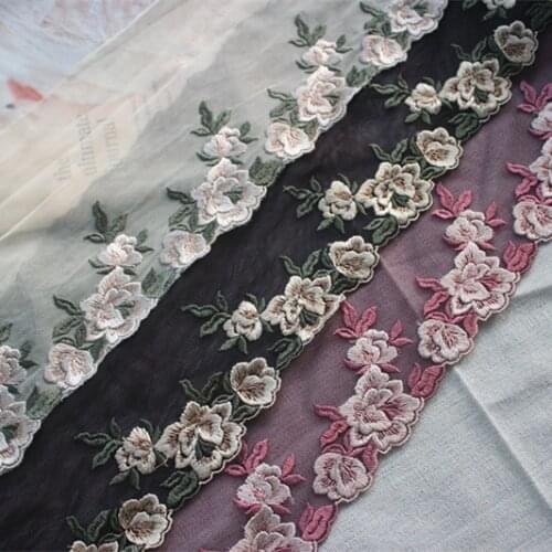 5.9"15cm(3yards/lot) Embroidered Floral Tulle Lace Trim ,Mesh Embroidery Lace Trim