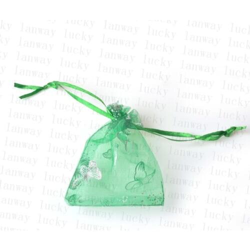 50pcs 7x9cm Colorful butterfly Christmas Wedding voile Organza Bags Jewlery packing Gift gift Bags & Pouches