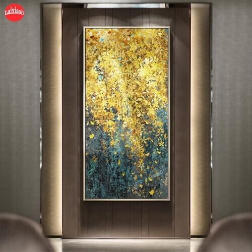 5D DIY Diamond Painting Abstract art, golden leaves Hot selling home art cross stitch full squareround diamond embroidery