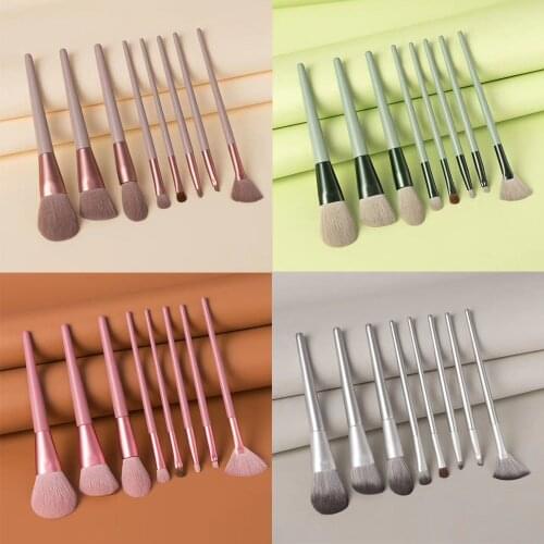 8pcs Natural Hair Makeup Brushes Set Professional Foundation Blushes Eyeshadow Eyebrow Blending Brush Tools Maquillaje