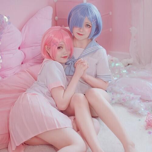 Anime Re:Life In A Different World From Zero RAM/REM JK Sailor Suit Cosplay Costume Women Halloween Free Shipping New 2019 STOCK