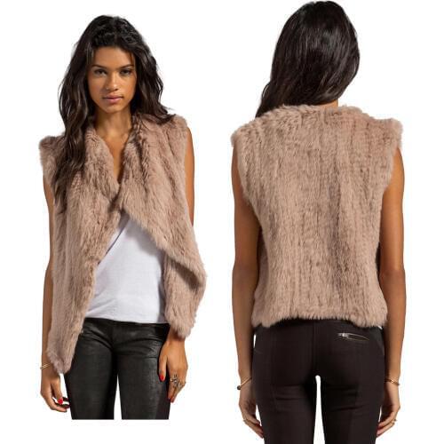 AU022 Australia Fashionable Women Popular Autumn and Winter Knitting Rabbit Fur Gilets