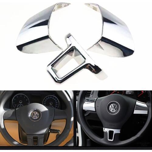 Car styling for Volkswagen Golf 6 MK6 Polo MK5 2009 2010 2011 Polo steering wheel Chrome car accessories 3 pcs