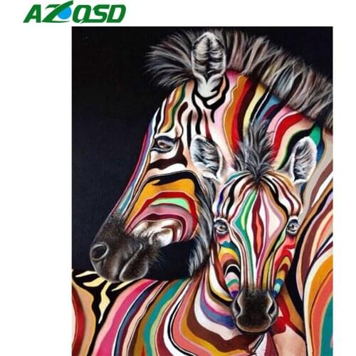 AZQSD Diy Diamond Painting Zebra Full Square Drill Wall Sticker Diamond Embroidery Picture Of Rhinestones Aniaml Handmade Craft