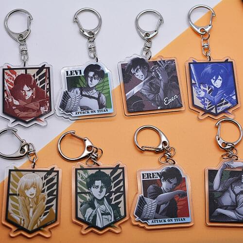 Anime Attack on Titan Key Chains Shingeki No Kyojin Scouting Legion Eren Two-sided Acrylic Keyring Keychain Pendant Prop Gift