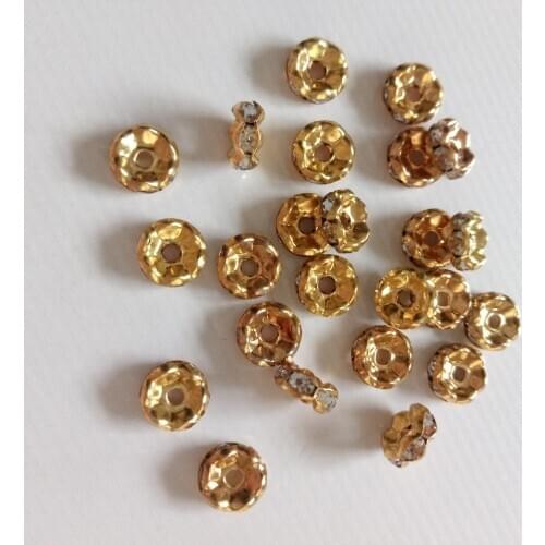 Hot 50pcs Wave Shape Inlaid Rhinestones Beads 6mm/8mm Fit Women DIY Jewelry Making Bracelet Necklace Earrings Beaded Material