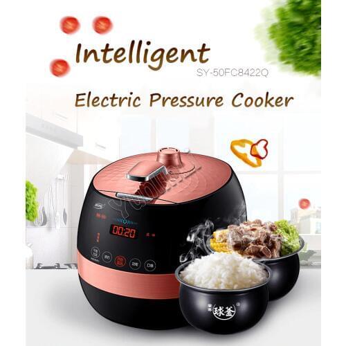 Household Electric Pressure Cookers 5L Multifunction Automatic Cooker Reservation Rice Cooker with Ceramic Crystal Inner Pot