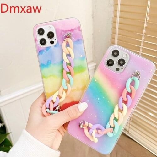 Rainbow Bracelet Phone Cases for Xiao Redmi Note 10 4G 10S 9T 9 Pro 5G Mi 10 10T Lite Poco X3 NFC Pro ins Popular Chain Cover