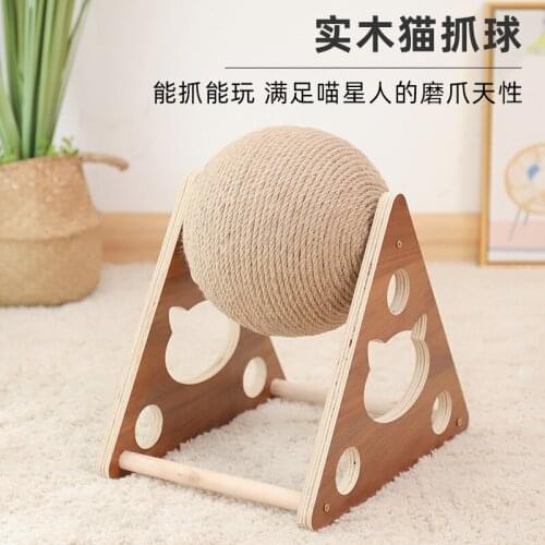 Wooden Cat Scratching Ball Cat Grinding Claws Sisal Rope Cat Climbing Frame Cat Scratching Post Scratch Resistant Pet Toy