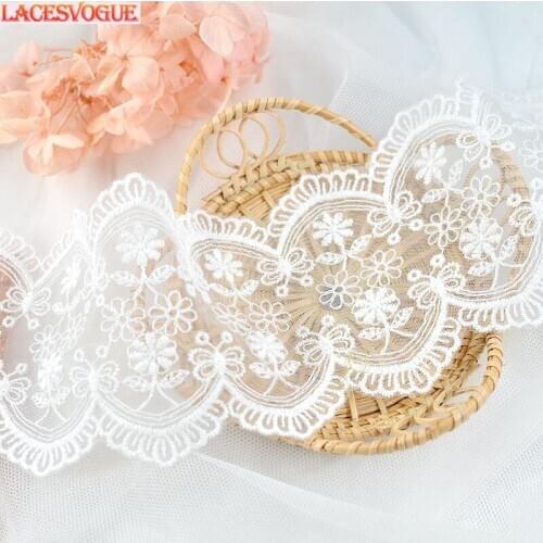 19yards 7.5cm Mesh cotton embroidery Lace fabric Handmade DIY Garment needlework sewing accessories Clothing Decoration 276