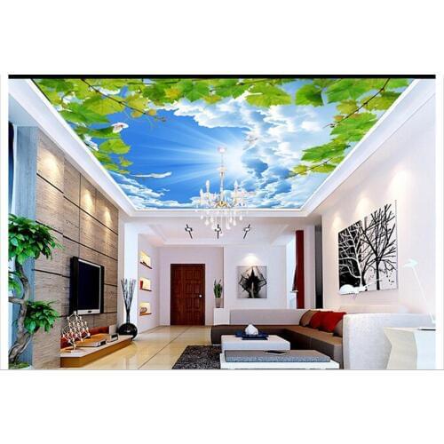 Customized 3d wallpaper 3d ceiling wallpaper murals blue sky and white clouds Hato Shira zenith mural beauty home decoration