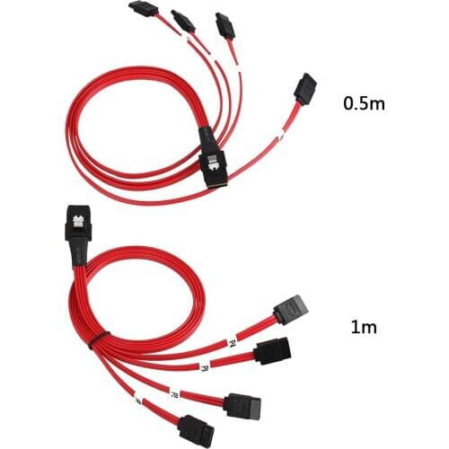 0.5m 1m Internal Mini SAS SFF-8087 36-Pin Male to 4 SATA 7-Pin Female Forward Breakout Cable Hard Drive Splitter Cable