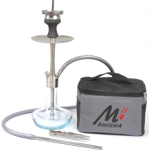 Hookah Stainless Steel Hookah - Shisha with Leather Bag Portable Hookah Cachimbas Nargile Chicha Water Pipe Travel Best Shisha
