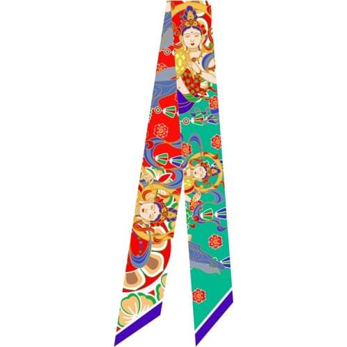 Chinese Style Brand Silk Scarf Design Hair Scarf Women Headband Fashion Bag Scarves Wrist Towel Foulard Neckerchief 2021 New
