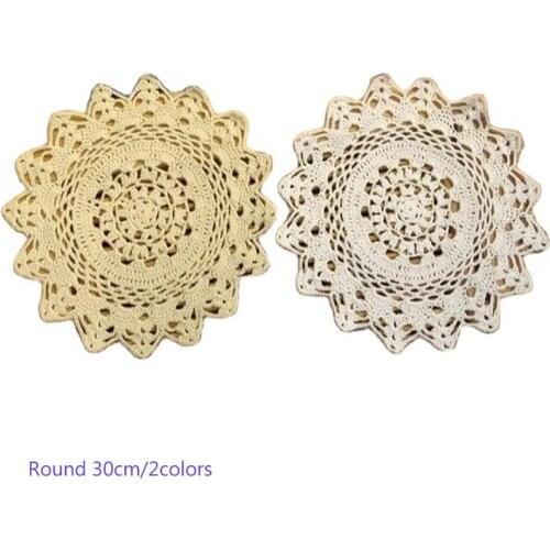 Round HOT Lace cotton table place mat pad cloth crochet tea placemat pot cup mug holder handmade drink coaster doily kitchen