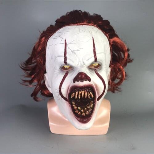 The eyes will shine Clown Latex Mask Halloween Cosplay Props costume party Horror Clown Joker Mask Stephen Kings Mask Pennywise