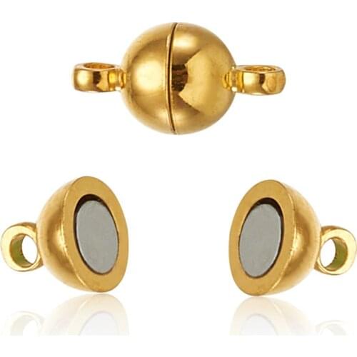 5set Brass Magnetic Clasps Nickel Free Round Golden For Bracelets Necklace Connectors Jewelry Findings Making Accessories
