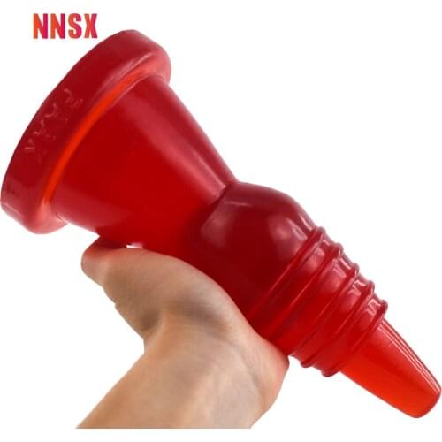NNSX Lighthouse Anal Plug Transparent Wine Red Round Head Soft Comfortable Suction Cup Masturbation Sex Toys For Women Products