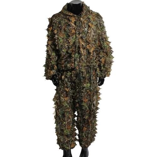 Hunting Ghillie Suit 3D Camo Bionic Leaf Camouflage Jungle Woodland Manteau CS Hunting Stalking Outfit Clothing Durable Costume