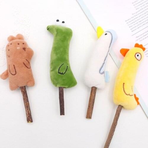 Animal Shape Plush Cat Toy Pet Teeth Cleaning Chew Stick Toys for Kitten Interactive Cat Teaser Play Toy Pet Training Products