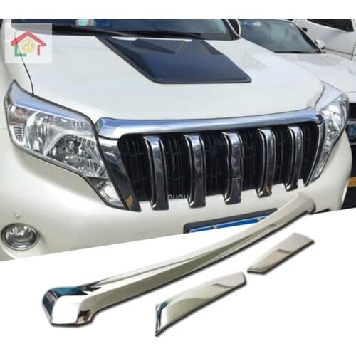Fit For Toyota Prado FJ150 2010 - 2019 ABS Chrome Car Accessories Front Bumper Grille Hood Engine Grills Cover Trim Sticker