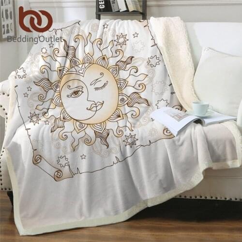 BeddingOutlet Sun God Throw Blanket Moon Gothic Sherpa Blanket Astrology Soft Plush Bedspreads for Adults Witchcraft Thin Quilt