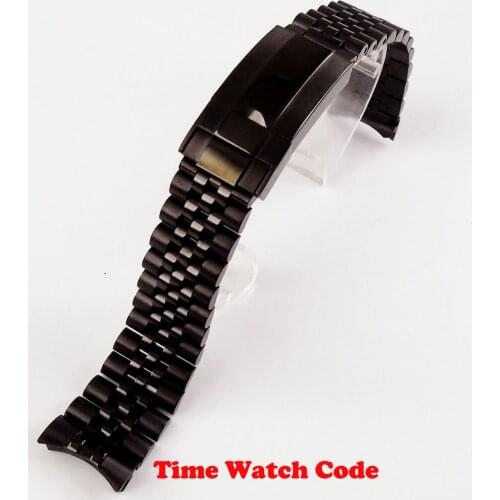 20mm Width PVD Coated Wristwatch Strap Watch Band Parts Fully Black Fit For 20mm Lug Jubilee Style Bracelet