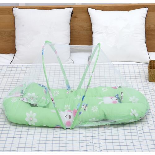 Pink Blue Baby Cartoon Foldable Crib Tent Bed Mosquito Crib Netting Net Blends Mattress Pillow Portable Travel Bed