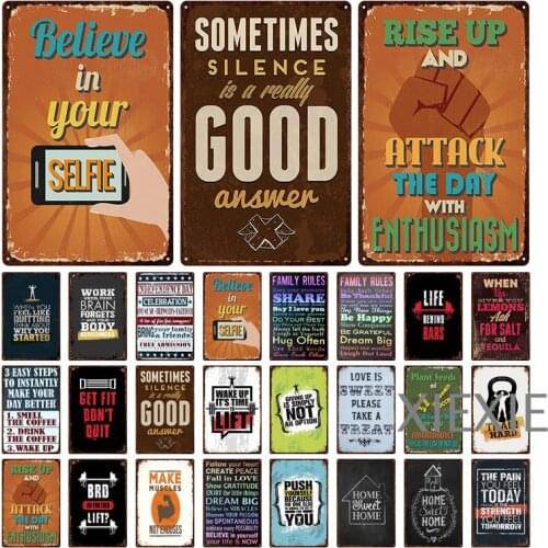 Family Home Rules Tin Sign Metal Signs Retro Poster Vintage Metal Plate Poster Plate for Bar House Living Room Wall Decor