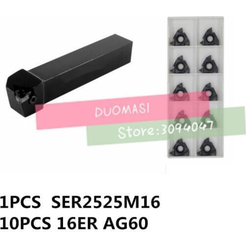 SER2525M16 External thread CNC Turning tool 1pcs+16ER AG60 Carbide insert 10pcs 11pcs/set