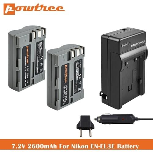 High Capacity EN-EL3e Replacement Batteries+Dual Charger for Nikon EN-EL3e D50, D70, D70s, D80, D90, D100, D200, D300, D300S L50