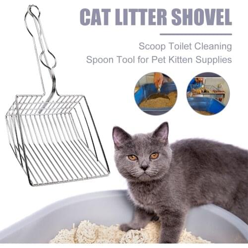 Cat Litter Scoop Stainless Steel Metal Pooper Scoopers Waste Poop Cleaner Pets Kitten Litter Sand Shovel Household Pet Cleaning
