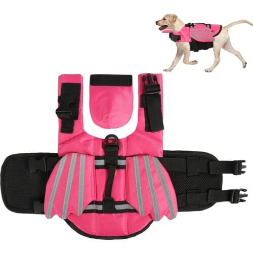 Dog pet life vest Dog Life Jackets Size Adjustable Dog Lifesaver Safety Reflective Vest Pet Life Preserver orange pink