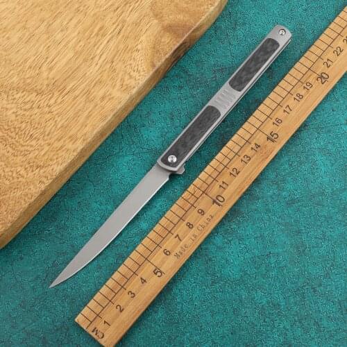 NINE THORN-Tactical Survival Titanium Pocket Knife S90V Carbon Fiber Folding Knife Rescue Penknife 60 HRC Kitchen Knife EDC