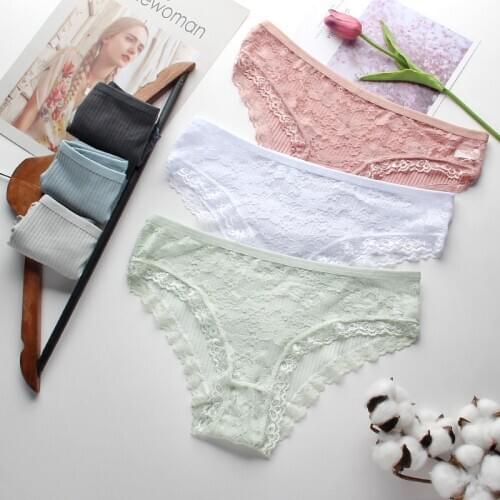 M-XL Women Panties Cotton Panty Sexy Low Rise Lace Underpants Breathable Intimates Ladies Briefs Underwear Women Bikini Lingerie